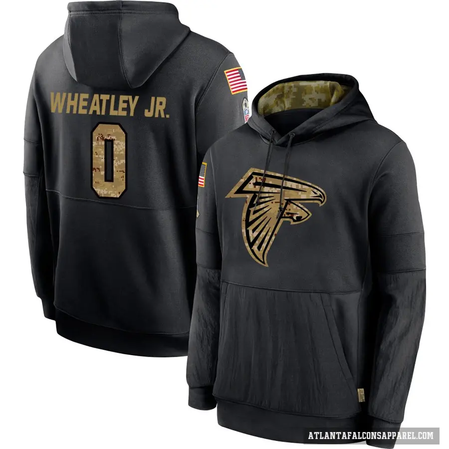 Men's ＃0 Tyrone Wheatley Jr. Atlanta Falcons Black 2020 Salute to Service Sideline Performance Pullover Hoodie