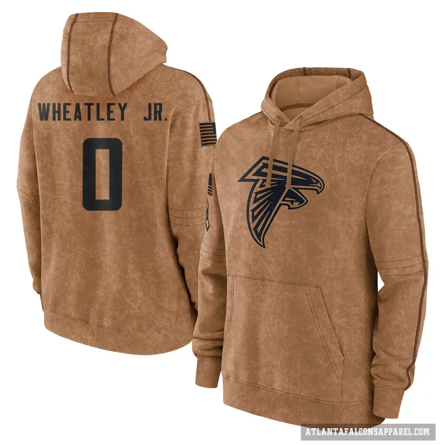 Men's ＃0 Tyrone Wheatley Jr. Atlanta Falcons Brown 2023 Salute To Service Club Pullover Hoodie