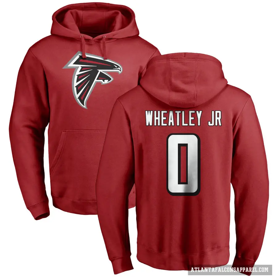 Men's ＃0 Tyrone Wheatley Jr. Atlanta Falcons Red Pro Line Name & Number Logo Pullover Hoodie