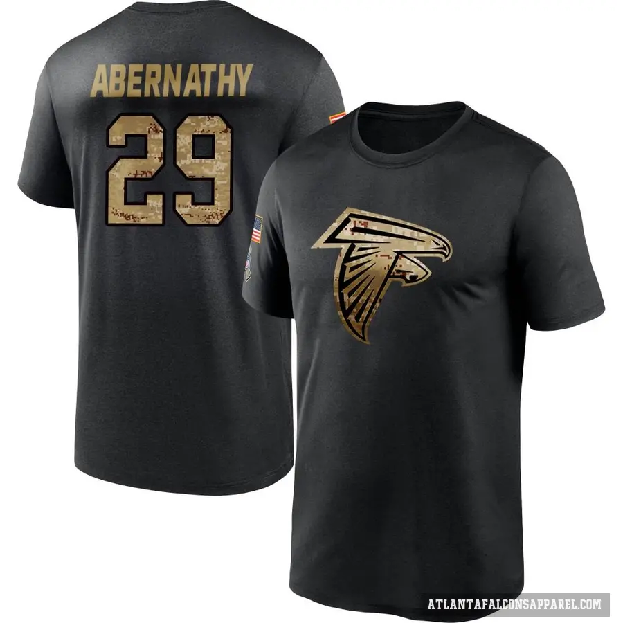 Men's ＃29 Micah Abernathy Atlanta Falcons Black 2020 Salute To Service Performance T-Shirt