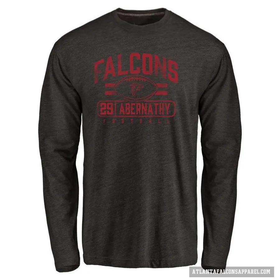 Men's ＃29 Micah Abernathy Atlanta Falcons Black Flanker Long Sleeve T-Shirt