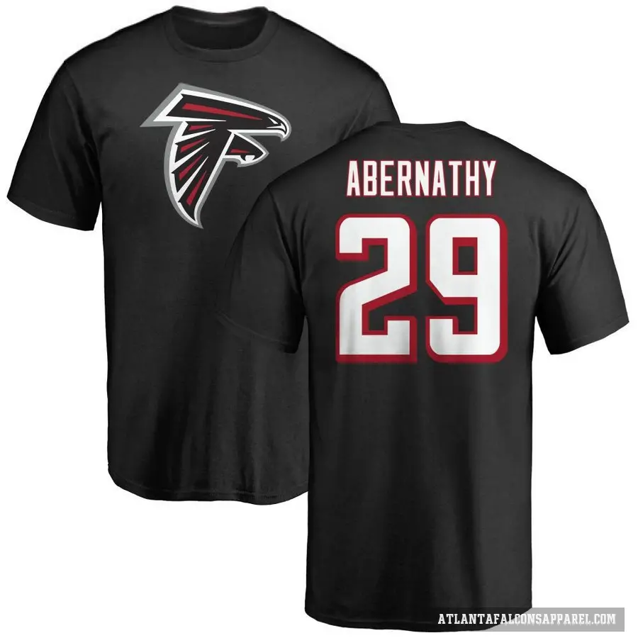 Men's ＃29 Micah Abernathy Atlanta Falcons Black Logo T-Shirt