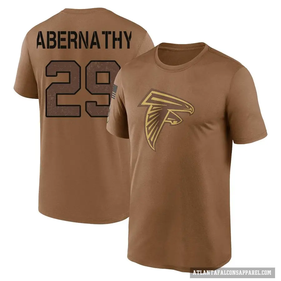 Men's ＃29 Micah Abernathy Atlanta Falcons Brown 2023 Salute To Service Performance T-Shirt