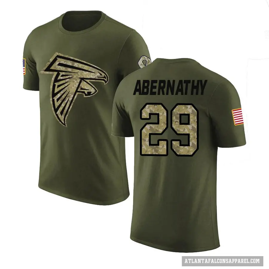 Men's ＃29 Micah Abernathy Atlanta Falcons Olive Salute to Service T-Shirt