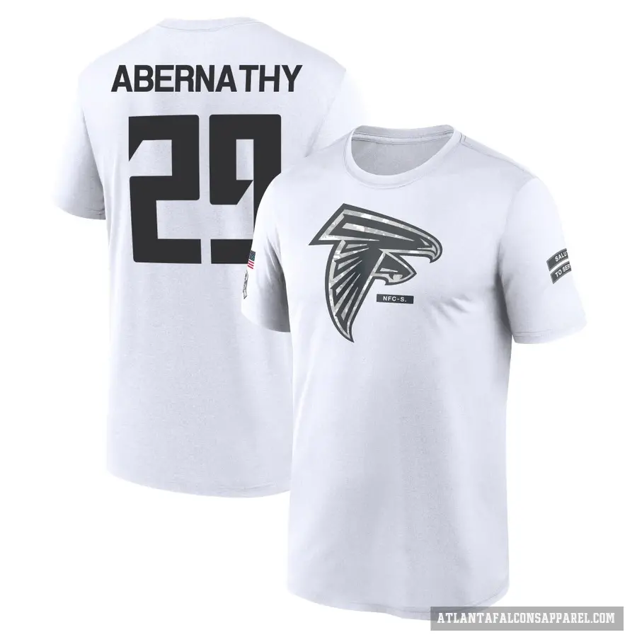 Men's ＃29 Micah Abernathy Atlanta Falcons White 2024 Salute to Service Performance T-Shirt