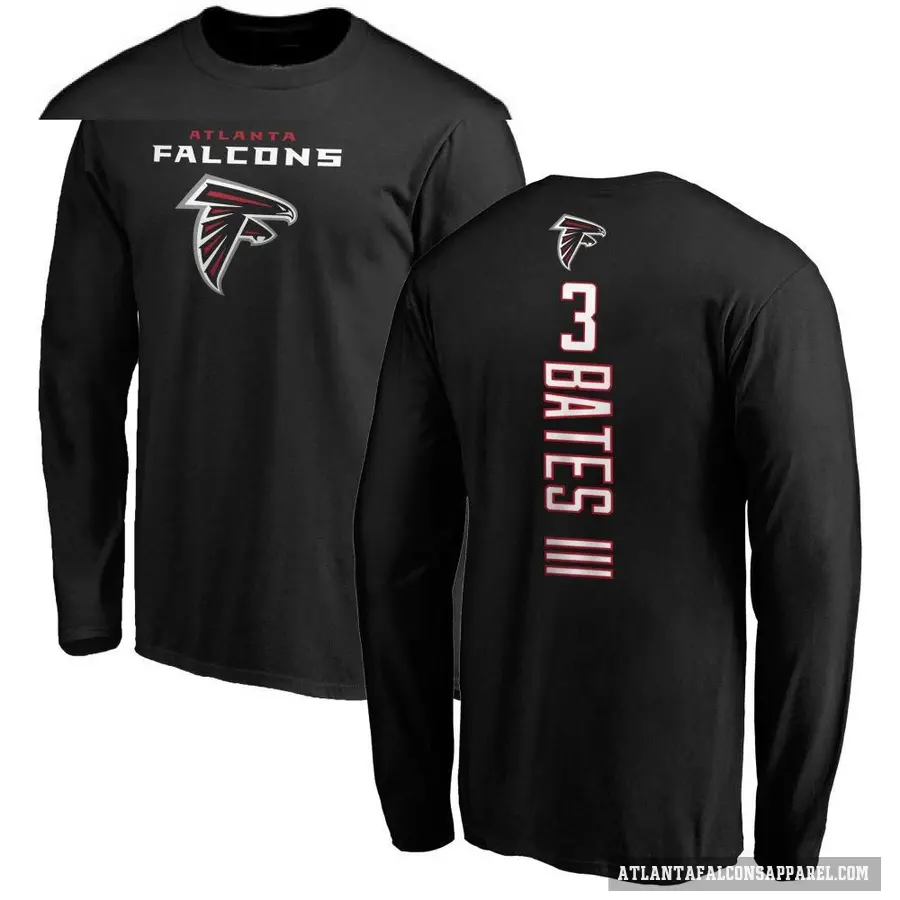 Men's ＃3 Jessie Bates III Atlanta Falcons Black Backer Long Sleeve T-Shirt