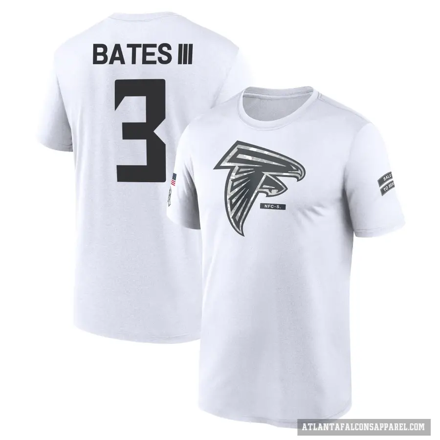 Men's ＃3 Jessie Bates III Atlanta Falcons White 2024 Salute to Service Performance T-Shirt