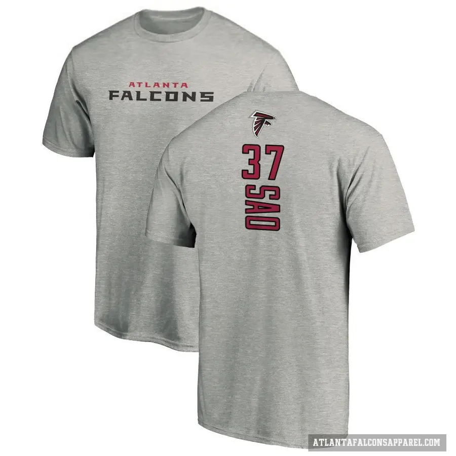 Men's ＃37 Anthony Sao Atlanta Falcons Ash Backer T-Shirt