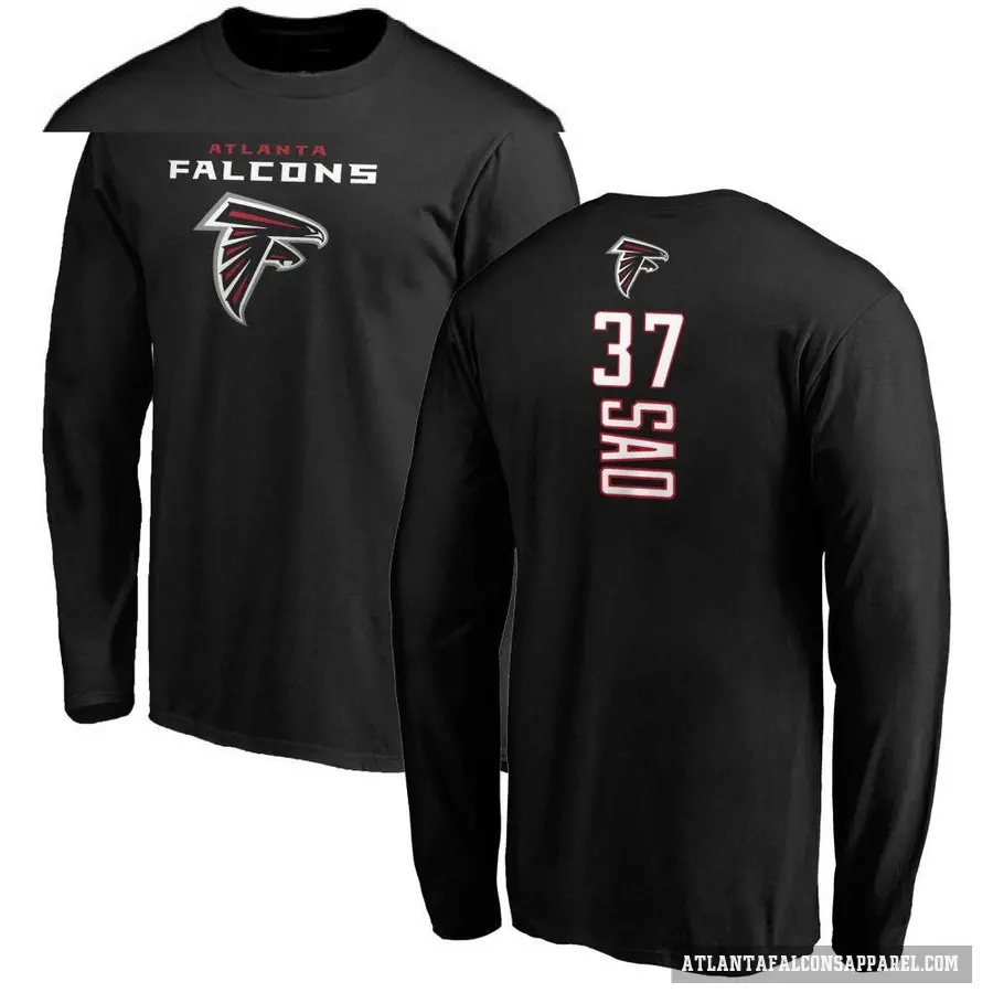 Men's ＃37 Anthony Sao Atlanta Falcons Black Backer Long Sleeve T-Shirt