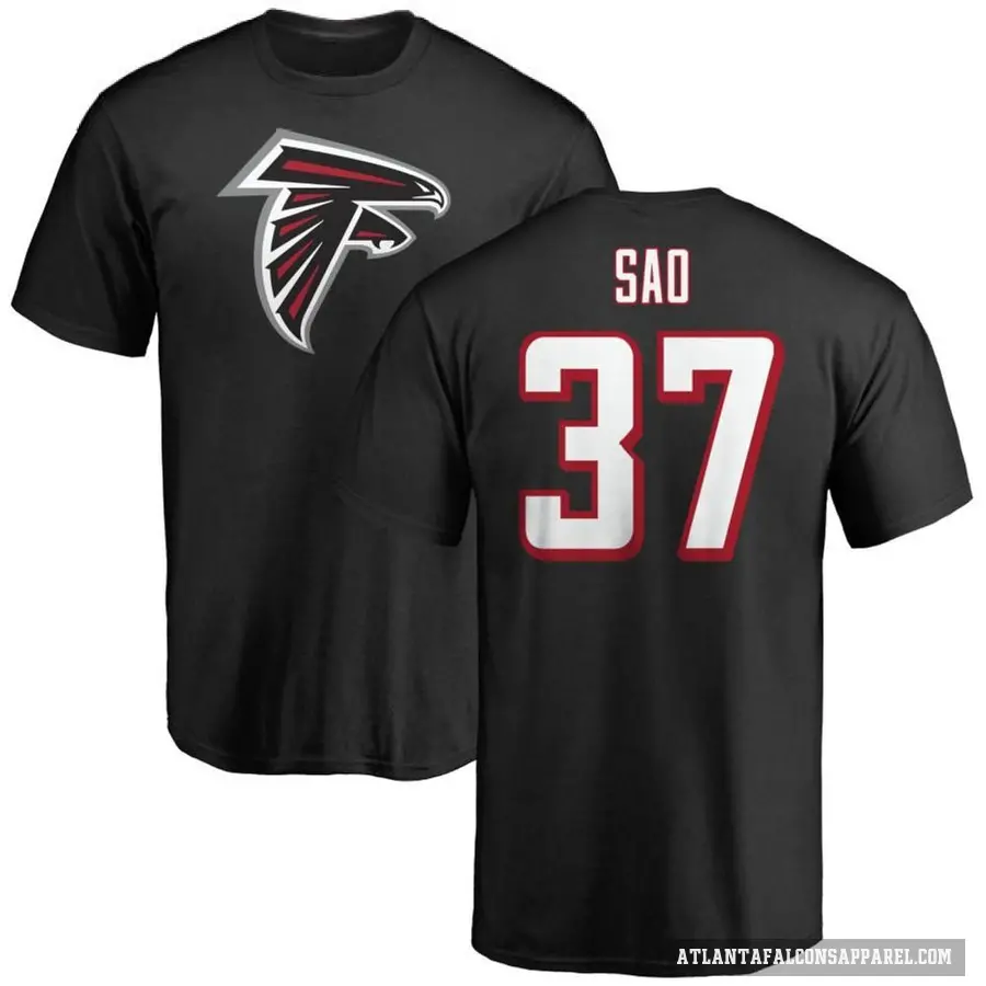 Men's ＃37 Anthony Sao Atlanta Falcons Black Logo T-Shirt