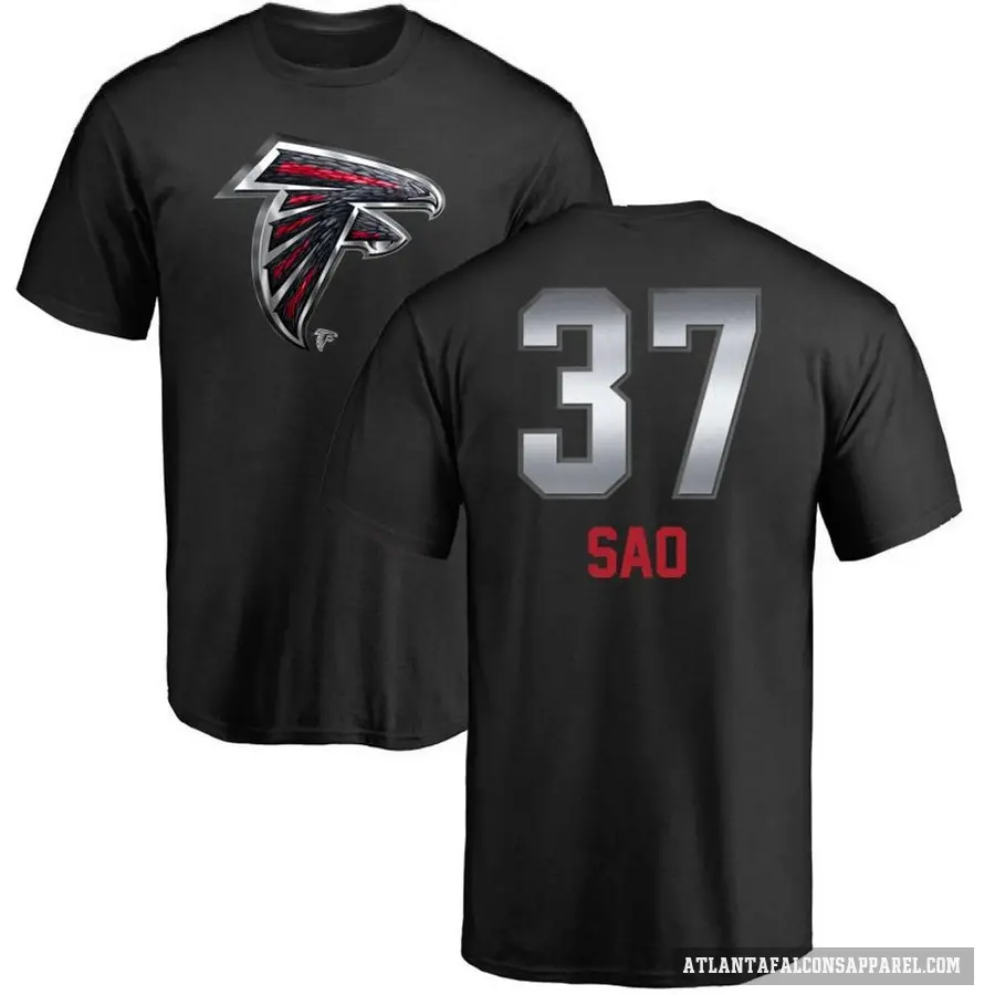 Men's ＃37 Anthony Sao Atlanta Falcons Black Midnight Mascot T-Shirt