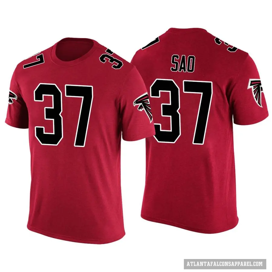 Men's ＃37 Anthony Sao Atlanta Falcons Red Color Rush T-Shirt