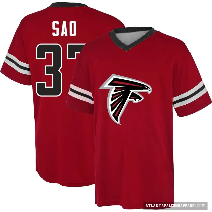 Men's ＃37 Anthony Sao Atlanta Falcons Red Game Day V-Neck T-Shirt