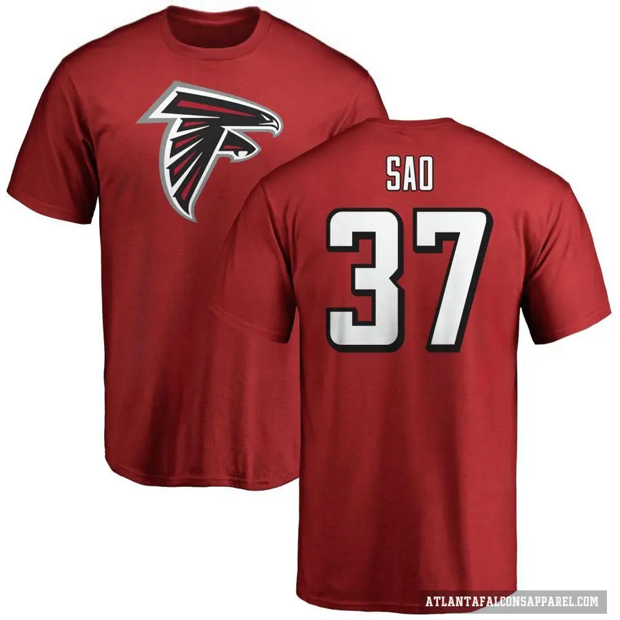 Men's ＃37 Anthony Sao Atlanta Falcons Red Logo T-Shirt