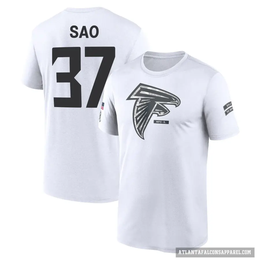 Men's ＃37 Anthony Sao Atlanta Falcons White 2024 Salute to Service Performance T-Shirt