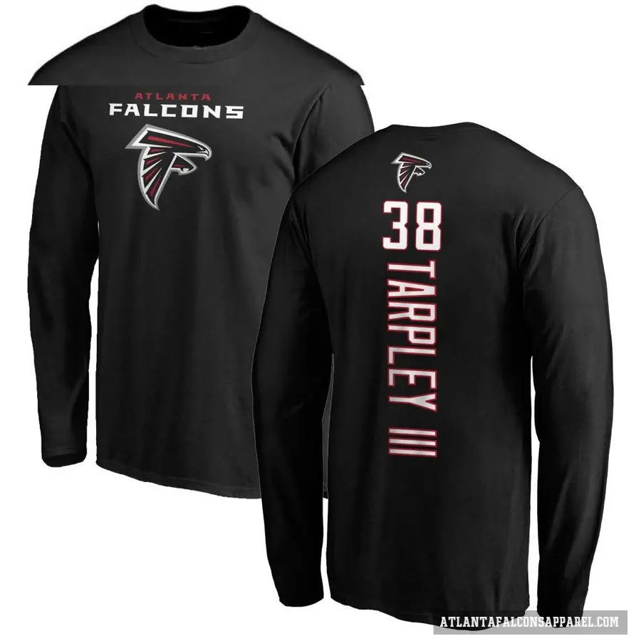 Men's ＃38 Tre Tarpley III Atlanta Falcons Black Backer Long Sleeve T-Shirt