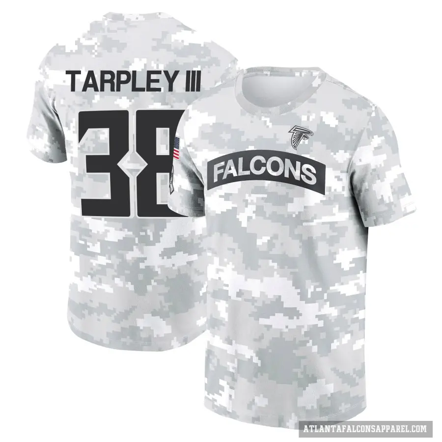 Men's ＃38 Tre Tarpley III Atlanta Falcons Camo Arctic 2024 Salute to Service Performance T-Shirt