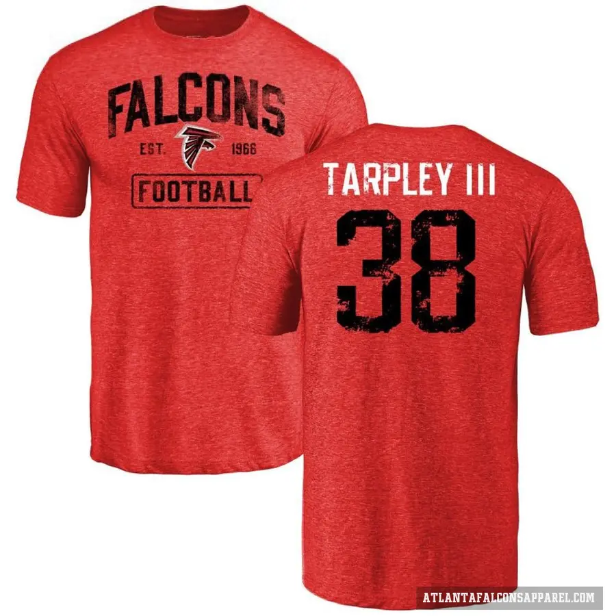 Men's ＃38 Tre Tarpley III Atlanta Falcons Red Distressed T-Shirt