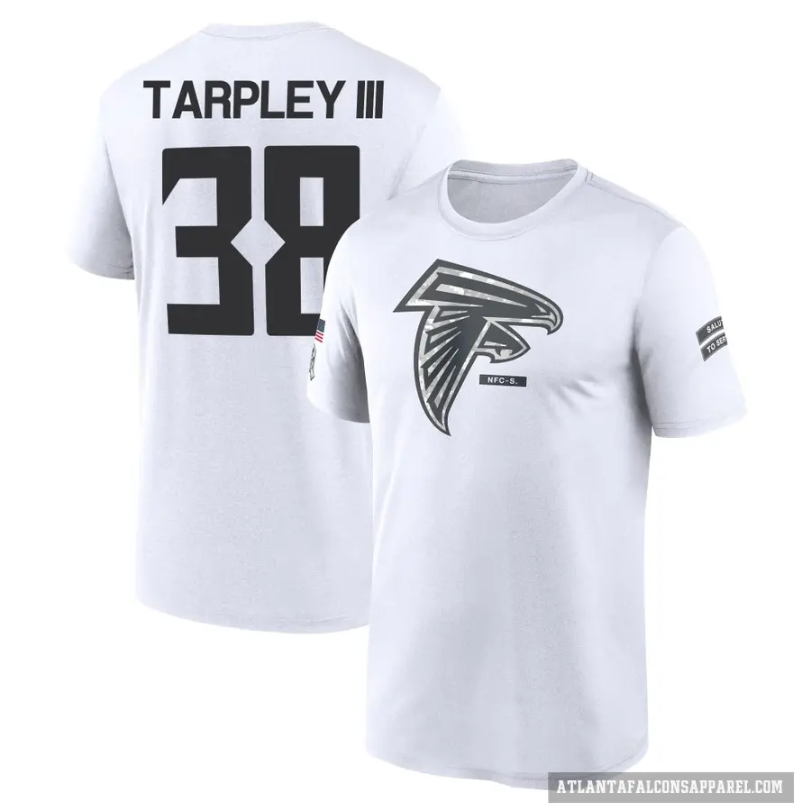 Men's ＃38 Tre Tarpley III Atlanta Falcons White 2024 Salute to Service Performance T-Shirt