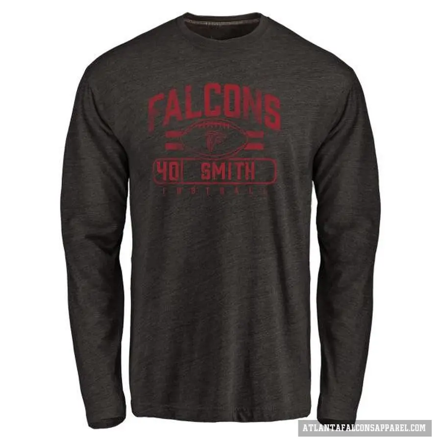 Men's ＃40 Keith Smith Atlanta Falcons Black Flanker Long Sleeve T-Shirt