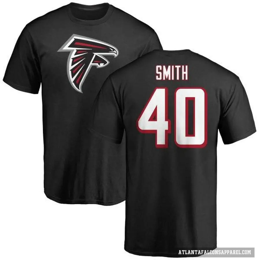 Men's ＃40 Keith Smith Atlanta Falcons Black Logo T-Shirt