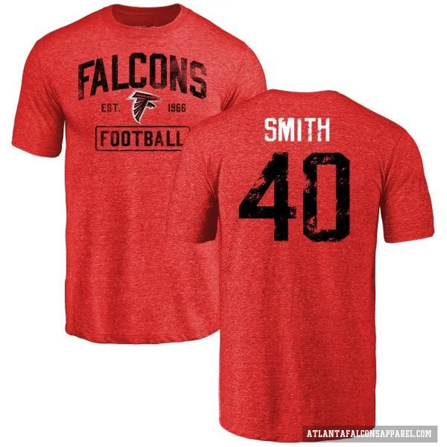 Men's ＃40 Keith Smith Atlanta Falcons Red Distressed T-Shirt