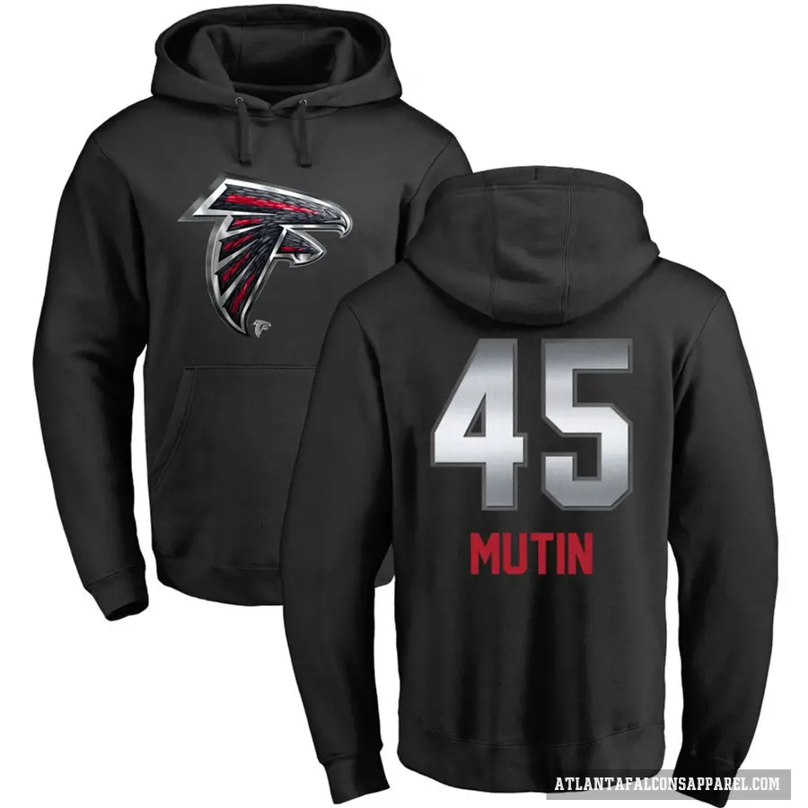 Men's ＃45 Donavan Mutin Atlanta Falcons Black Midnight Mascot Pullover Hoodie