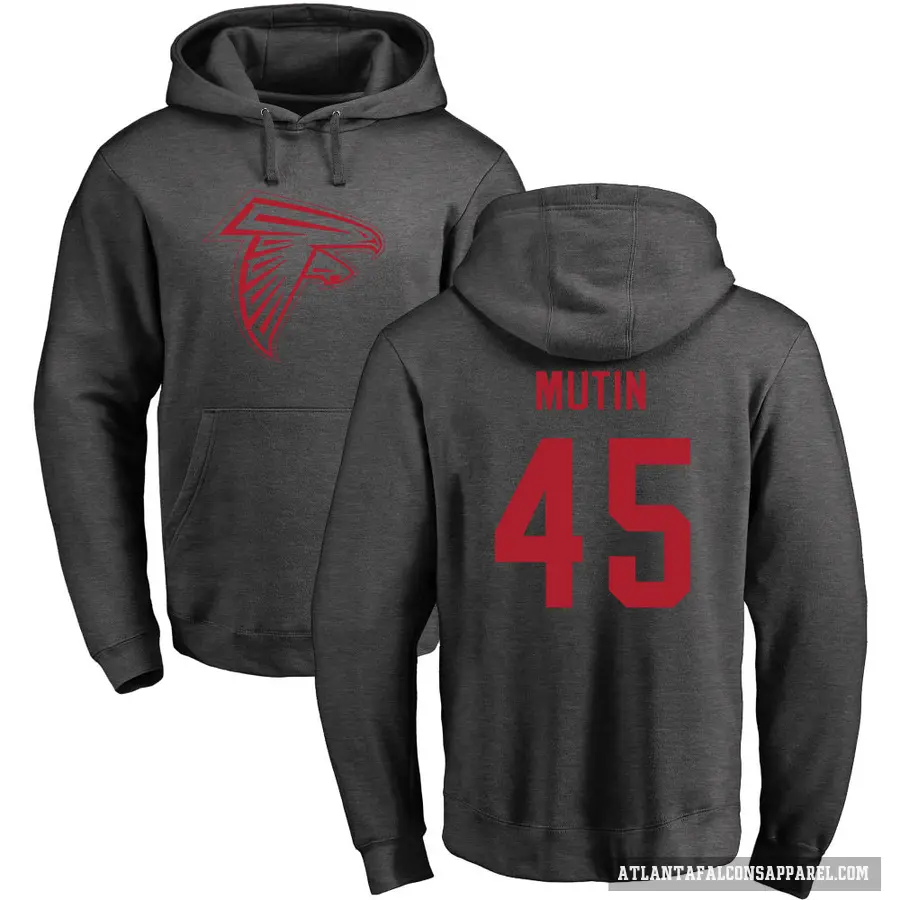 Men's ＃45 Donavan Mutin Atlanta Falcons Pro Line by Branded Ash One Color Pullover Hoodie