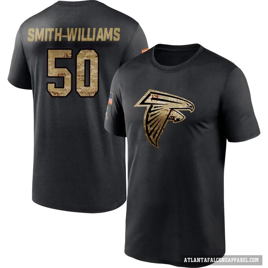 Men's ＃50 James Smith-Williams Atlanta Falcons Black 2020 Salute To Service Performance T-Shirt