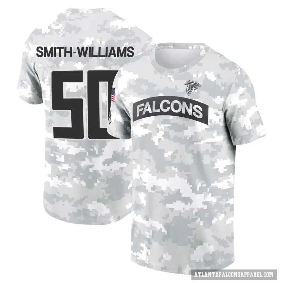 Men's ＃50 James Smith-Williams Atlanta Falcons Camo Arctic 2024 Salute to Service Performance T-Shirt