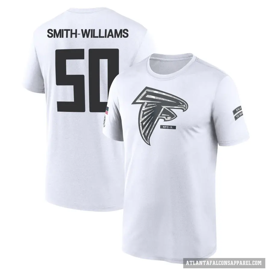 Men's ＃50 James Smith-Williams Atlanta Falcons White 2024 Salute to Service Performance T-Shirt