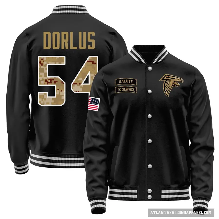 Men's ＃54 Brandon Dorlus Atlanta Falcons Black Salute to Service Sideline Performance Jacket