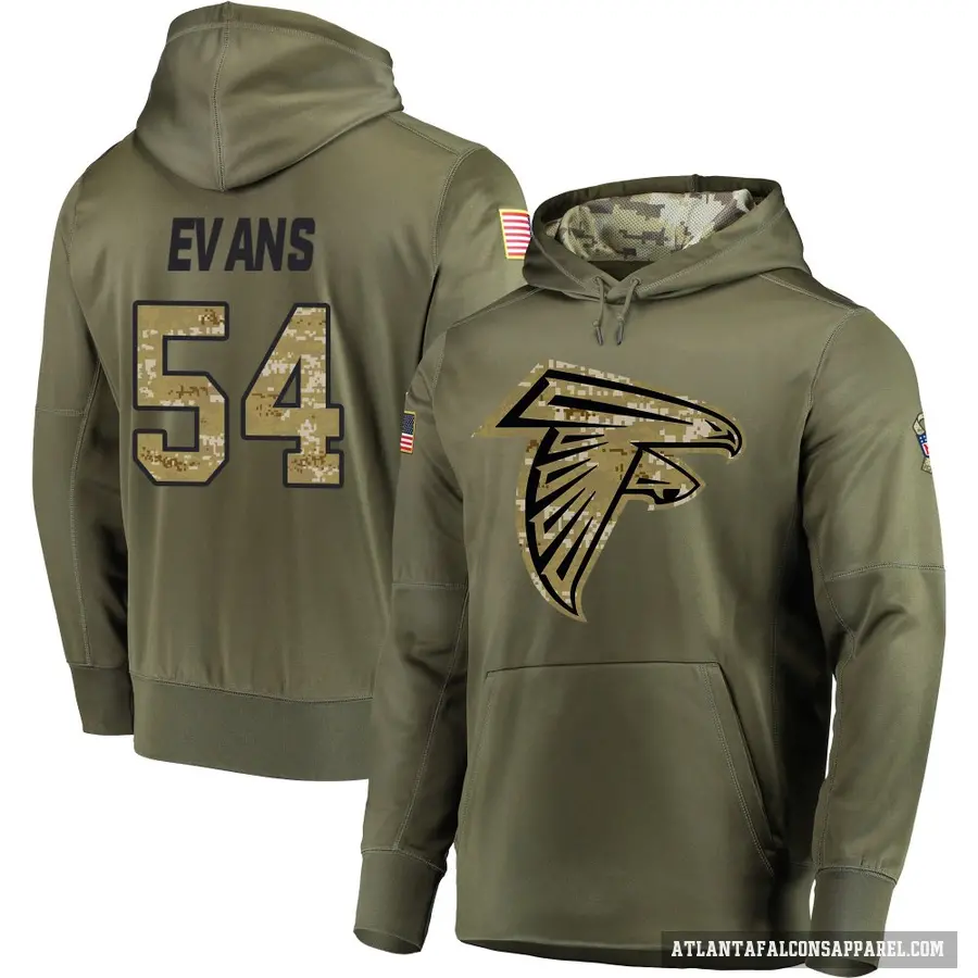 Men's ＃54 Rashaan Evans Atlanta Falcons Olive Salute to Service Pullover Hoodie