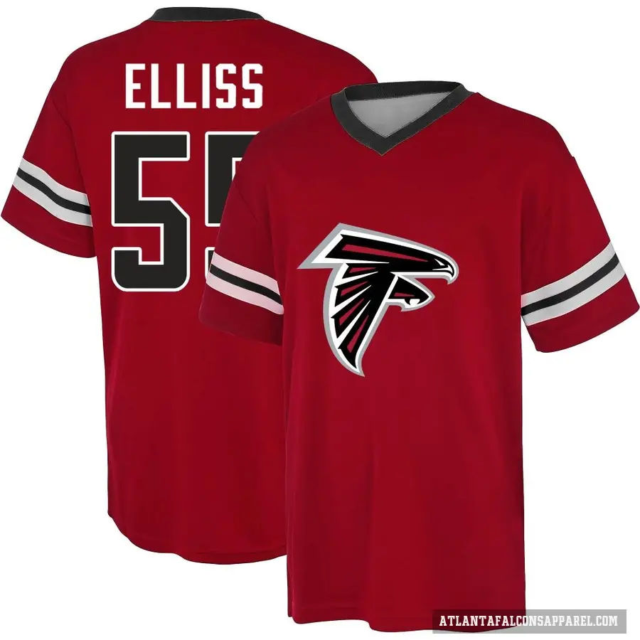 Men's ＃55 Kaden Elliss Atlanta Falcons Red Game Day V-Neck T-Shirt