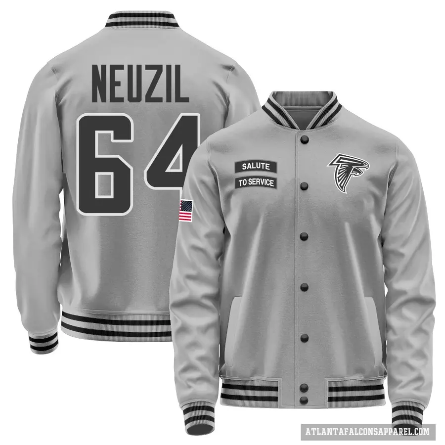 Men's ＃64 Ryan Neuzil Atlanta Falcons Gray Salute to Service Performance Jacket