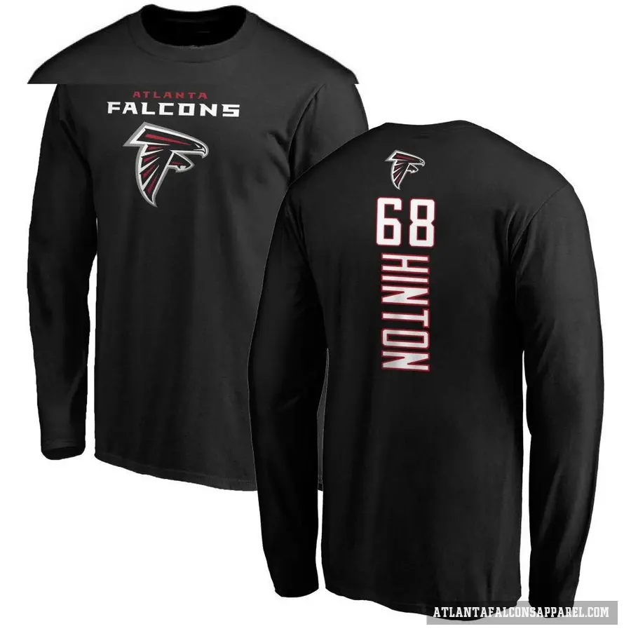 Men's ＃68 Kyle Hinton Atlanta Falcons Black Backer Long Sleeve T-Shirt