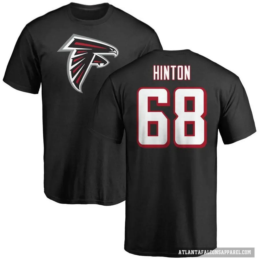 Men's ＃68 Kyle Hinton Atlanta Falcons Black Logo T-Shirt