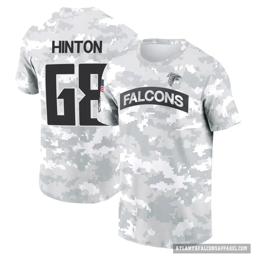 Men's ＃68 Kyle Hinton Atlanta Falcons Camo Arctic 2024 Salute to Service Performance T-Shirt