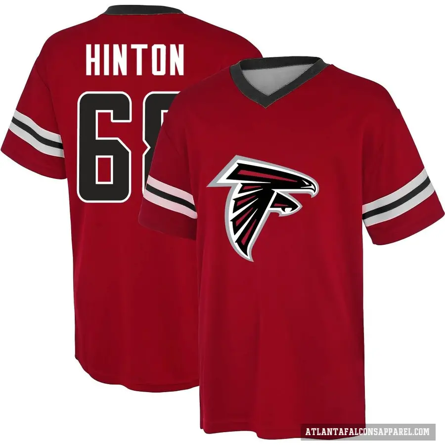 Men's ＃68 Kyle Hinton Atlanta Falcons Red Game Day V-Neck T-Shirt