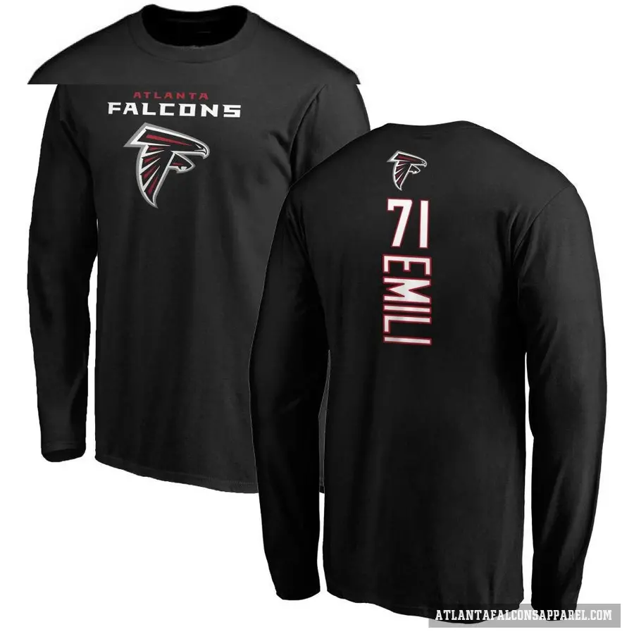 Men's ＃71 Prince Emili Atlanta Falcons Black Backer Long Sleeve T-Shirt