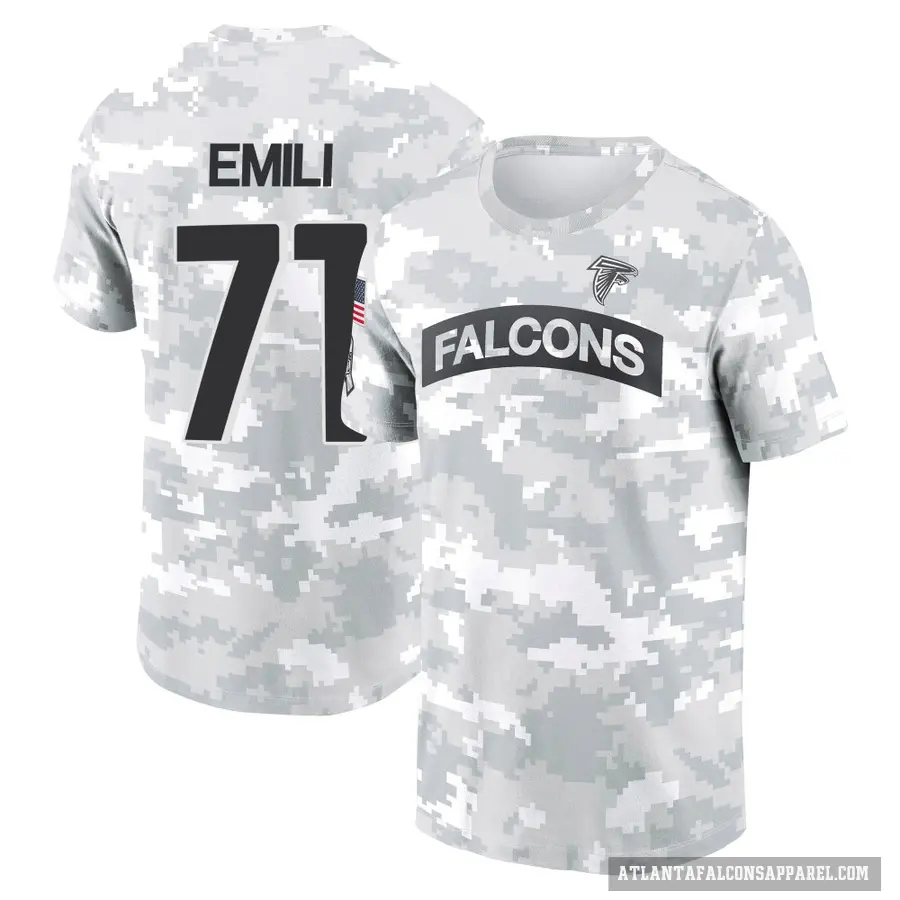 Men's ＃71 Prince Emili Atlanta Falcons Camo Arctic 2024 Salute to Service Performance T-Shirt