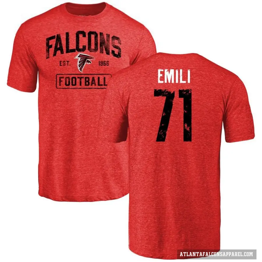 Men's ＃71 Prince Emili Atlanta Falcons Red Distressed T-Shirt