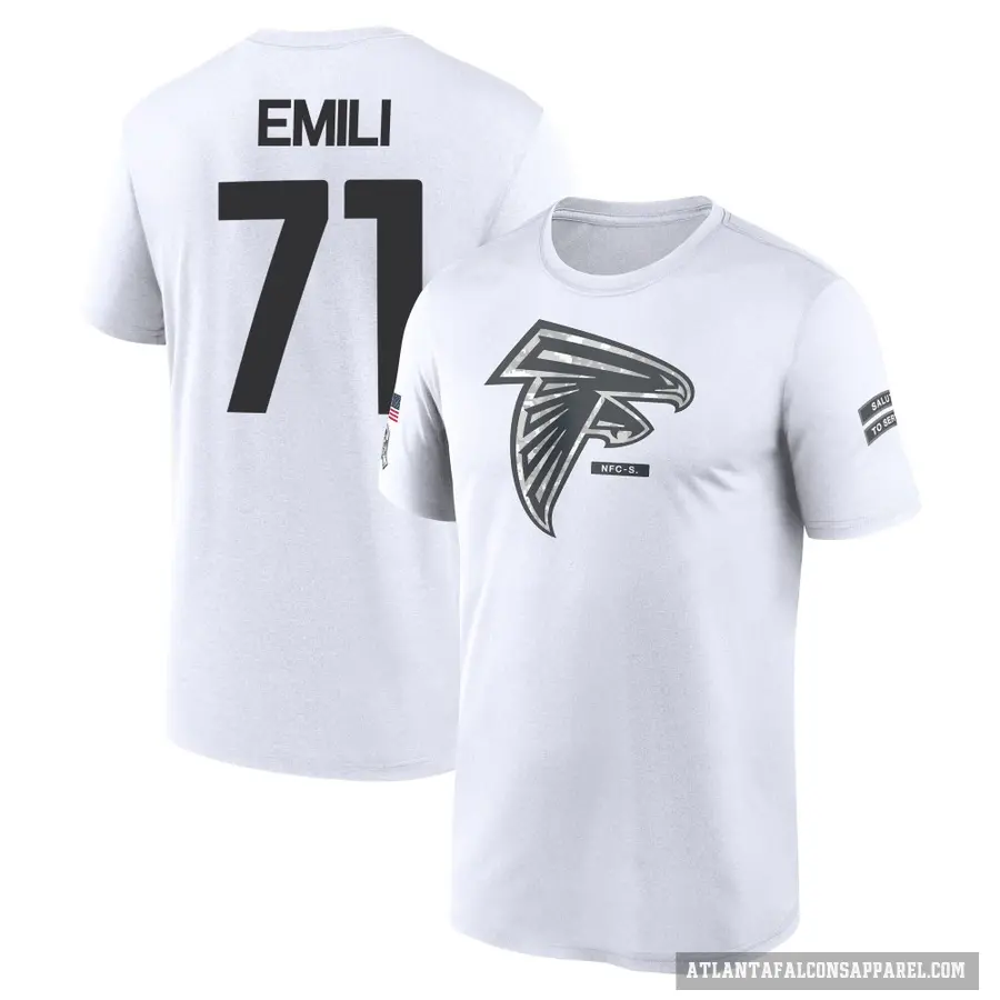 Men's ＃71 Prince Emili Atlanta Falcons White 2024 Salute to Service Performance T-Shirt