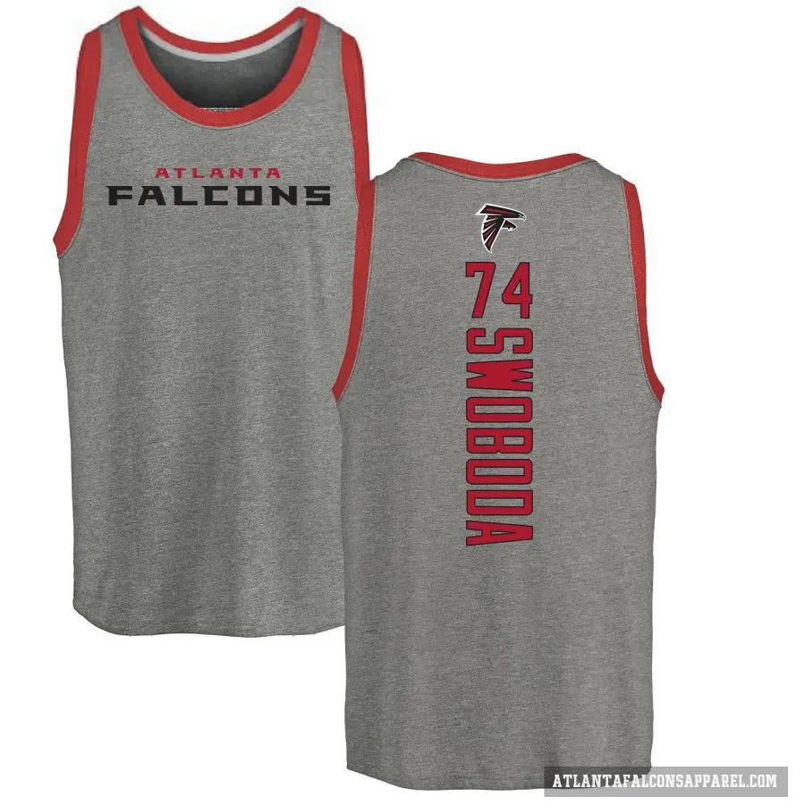 Men's ＃74 Ryan Swoboda Atlanta Falcons Ash Backer Tank Top