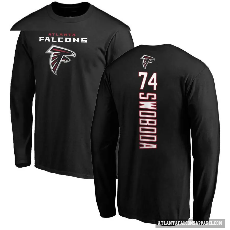 Men's ＃74 Ryan Swoboda Atlanta Falcons Black Backer Long Sleeve T-Shirt