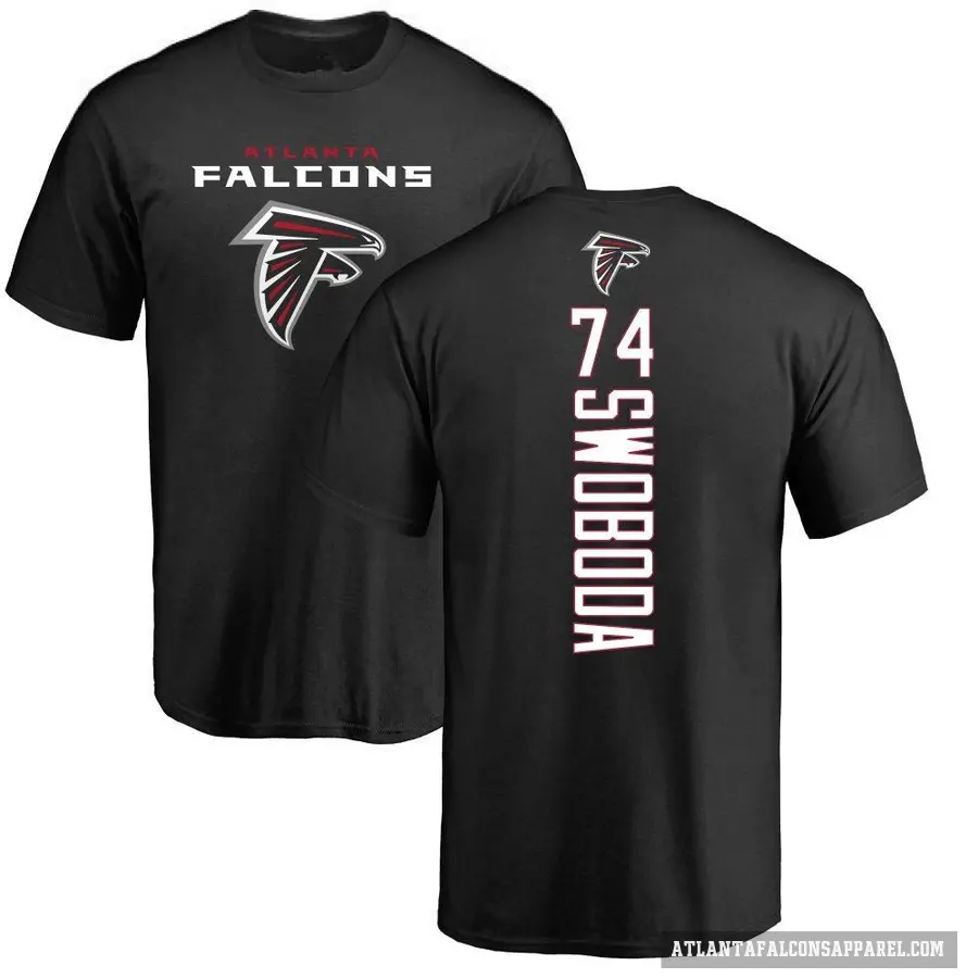 Men's ＃74 Ryan Swoboda Atlanta Falcons Black Backer T-Shirt