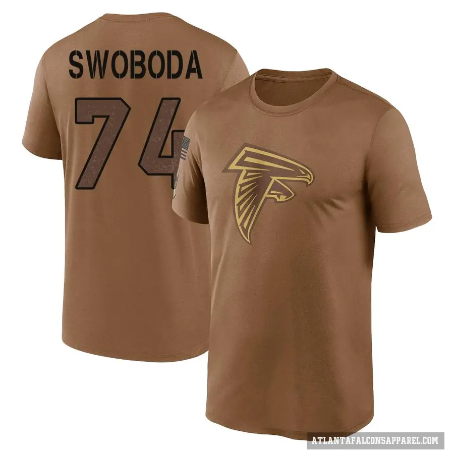 Men's ＃74 Ryan Swoboda Atlanta Falcons Brown 2023 Salute To Service Performance T-Shirt