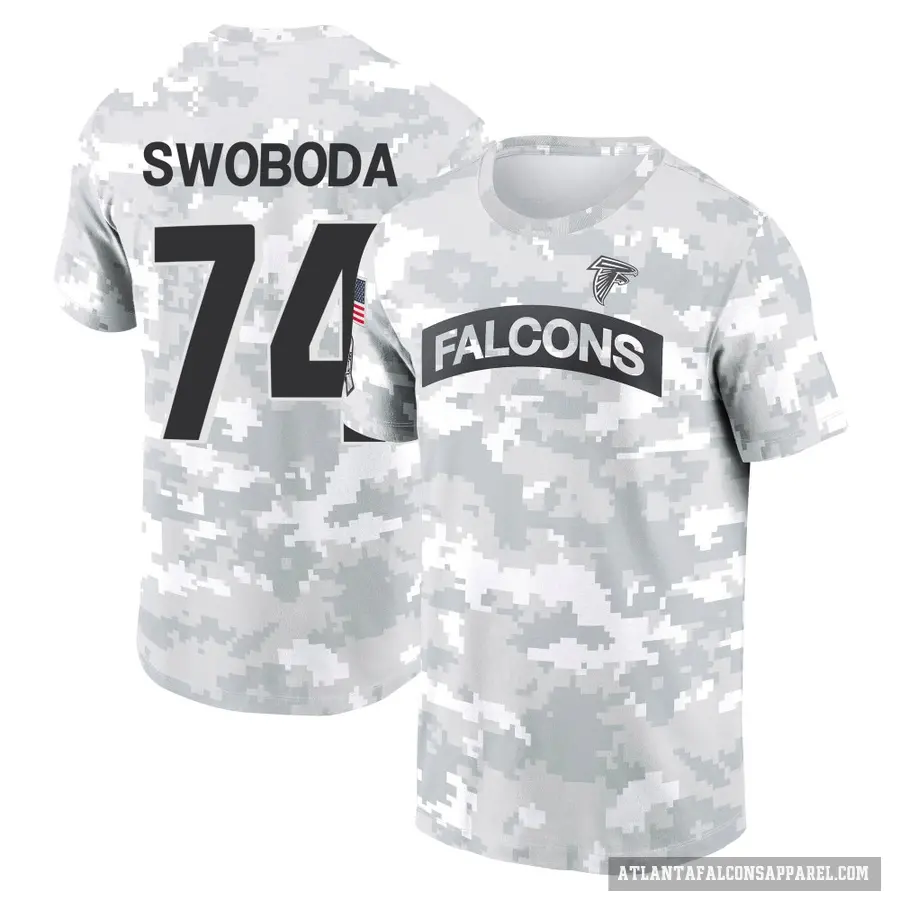 Men's ＃74 Ryan Swoboda Atlanta Falcons Camo Arctic 2024 Salute to Service Performance T-Shirt