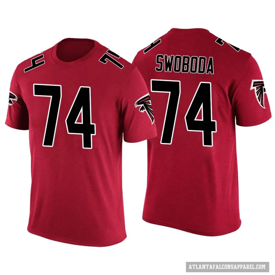 Men's ＃74 Ryan Swoboda Atlanta Falcons Red Color Rush T-Shirt