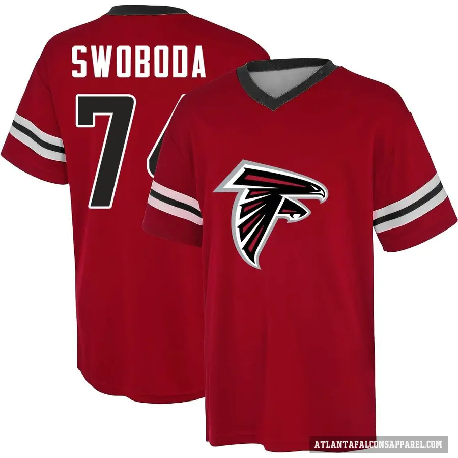 Men's ＃74 Ryan Swoboda Atlanta Falcons Red Game Day V-Neck T-Shirt